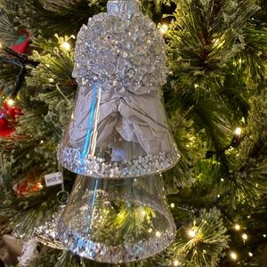 Balsam Hill Nordic Frost glass bell Christmas  Ornament 4”